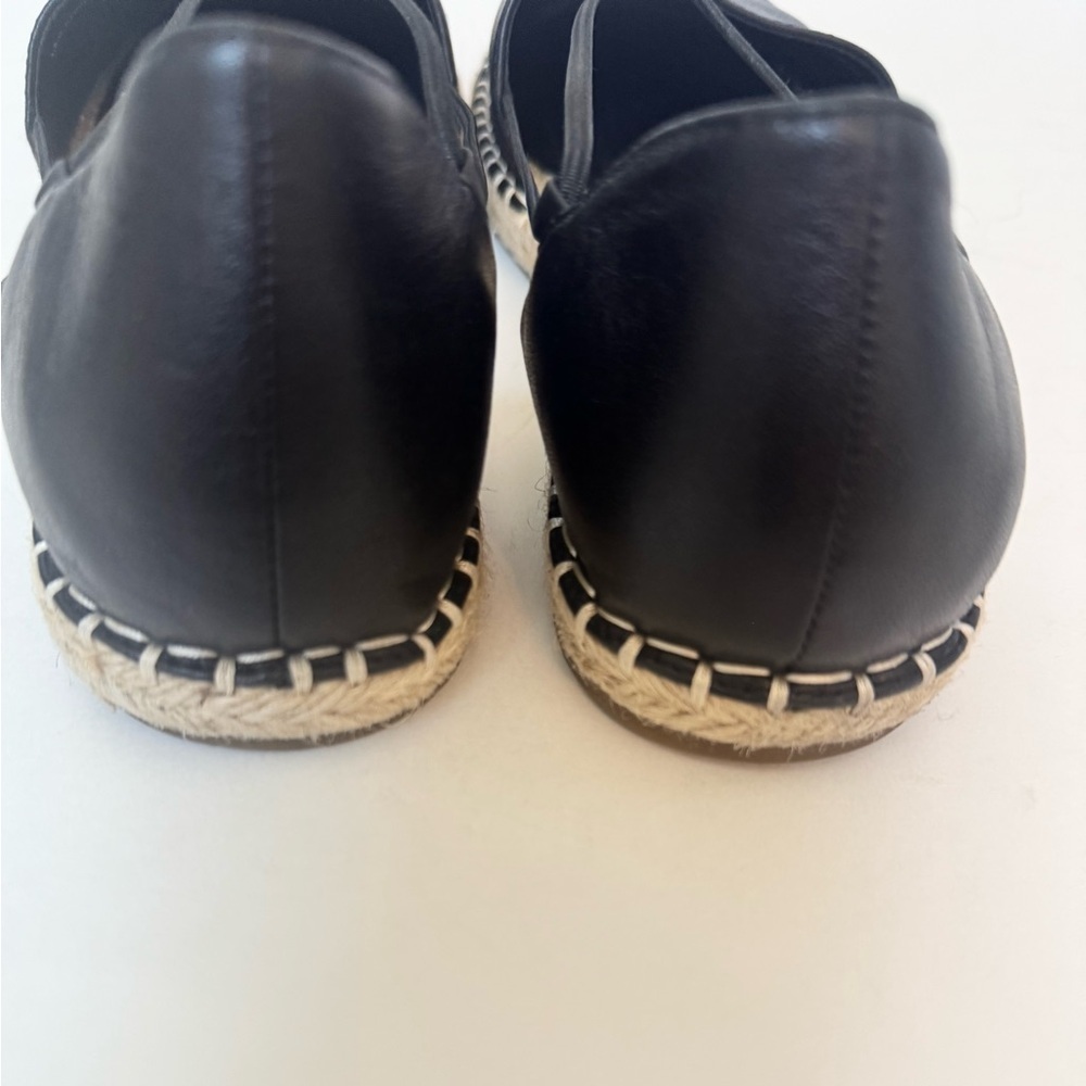 Eileen Fisher Lee Washed Leather Espadrille Shoes in Black Size 9.5 - Picture 5 of 7